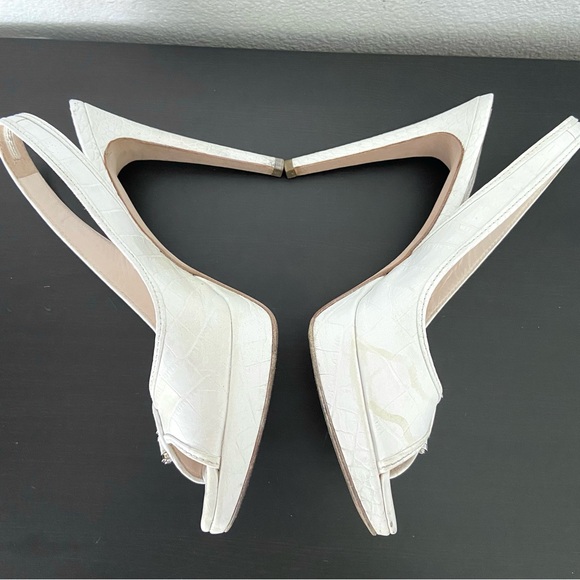 Christian Dior Vintage Croc Embossed Peep Toe Pumps Sling Back - Picture 8 of 14